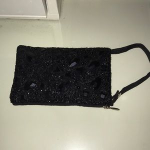 Black sequined clutch/crossbody bag